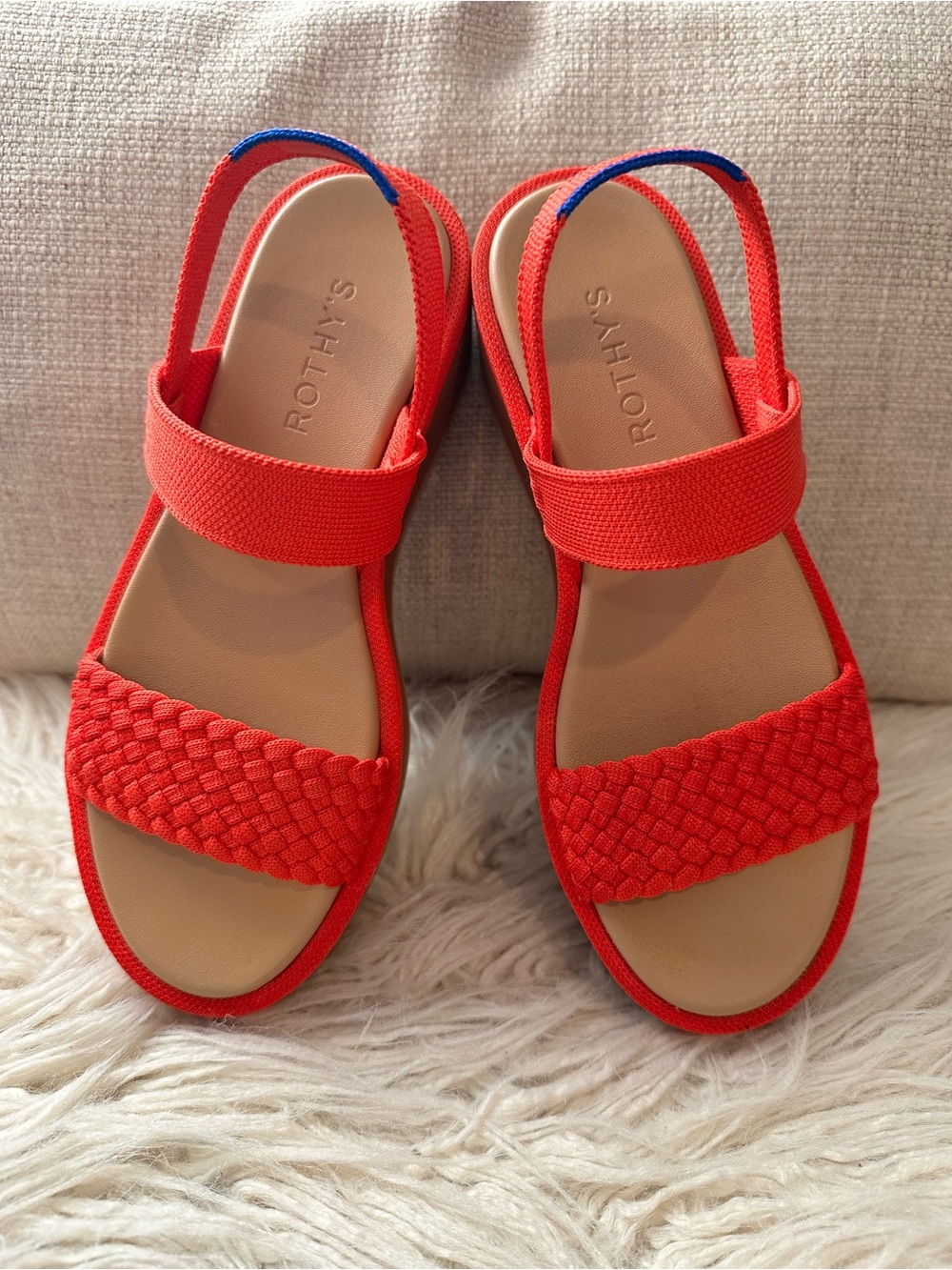 Rothy's The Lightweight Wedge Platform Sandal in Red Hot ♥️ Women’s size 6.5 - Picture 2 of 12